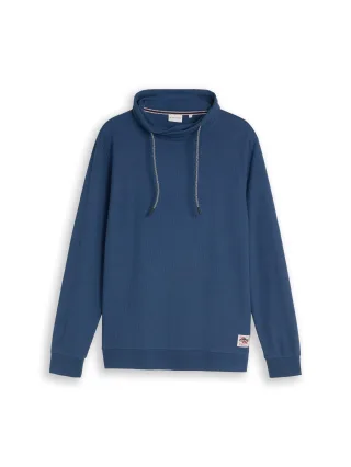 Tom Tailor - Snood Langarmshirt mit Waffelstruktur dark duck blue - Gr. - XL