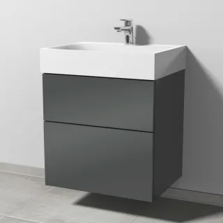 Sanipa 3way Waschtischunterbau zu Kaldewei Silenio Waschtisch mit 2 Auszügen, Anthrazit-Glanz SF45579