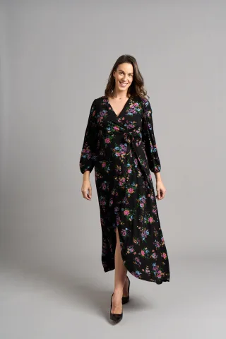 Tamzin Kleid mit Blumenmuster - Schwarz