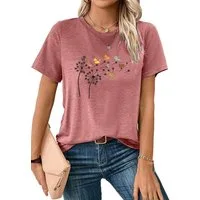 PYLIKE Kurzarmshirt Bequemes Shirt Damen Kurzarm Sommer Basic-Shirt mit ausgefallene Print Bequem für Freizeit und Büro,Strandurlaub