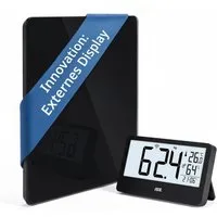 ADE Personenwaage digital mit externem Display, kabellose Funkübertragung, mit Uhrzeit, Thermometer, Hygrometer