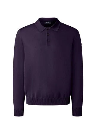 MAERZ Muenchen - Pullover Polokragen Knopf 1/1 Arm dark eggplant - Gr. - 48