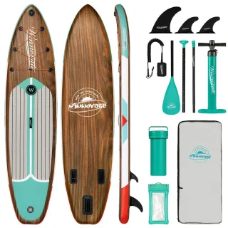 [EU Direct] InnoExpo 335*84*15CM Extra-wide Load 190kg Wood Series Inflatable Stand Up Paddle Board For Solo 2+1 Family