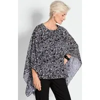 GOLDNER Klassische Bluse Tunikbluse mit Chiffon-Überwurf, Print Elegantes Printshirt mit 3/4-Arm, leicht, mit Jerseytop