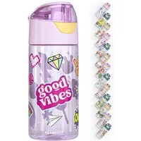 BEARFOOT Trinkflasche Trinkflasche Kinder, leichte Wasserflasche - Sticker lila