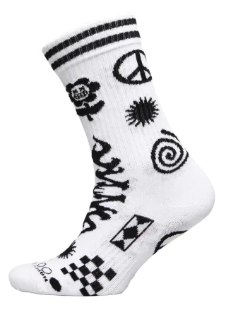 Patchwork-Socken | Happy Socks | Lustige Muster-Socken im Novelty-Design | Geschenk-Socken - Weiß