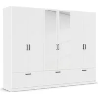 rauch Drehtürenschrank Kleiderschrank Schrank Garderobe Wäscheschrank BARI mit Spiegel mit Schubkästen und modernem Griff in Graumetallic MADE IN GERMANY
