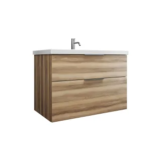 Burgbad Keramik Waschtisch-Set Eqio Frassino Dekor Cappuccino/Alpinweiss, SEYQ093F3437C0001 SEYQ093F3437C0001
