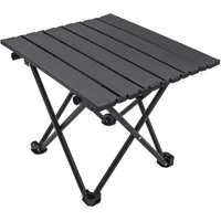 Spetebo Campingtisch Klapptisch schwarz mit Tragetasche - mit einrollbarer Tischplatte (Anzahl, 1-St., Stück), platzsparend verstaubar