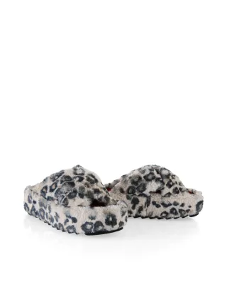 Marc Cain Collections - Kuscheliger Hausschuh aus Leo-Fake Fur soft cappuccino - Gr. - 37