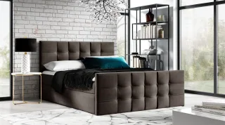 Boxspringbett Schlafzimmerbett NOEL 140x200cm Stoff Braun inkl. Bettkasten