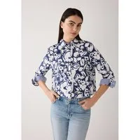 MORE&MORE Langarmbluse kurze, weite Flowerprint Bluse