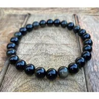 NAHLE Armband Naturstein Golden Obsidian Perlenarmband, elastisches Band