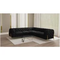 S-Style Möbel Ecksofa Ashley, Chesterfield mit Goldenen Metall Füßen, mit Wellenfederung