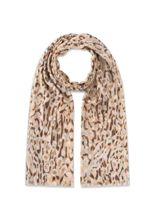 Schal aus Bambus mit Leomuster beige - Gr. - one size