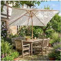 Sekey Sonnenschirm 300 x 200 cm Sonnenschirm Rechteckig Holzoptik Gartenschirm Knickbar, LxB: 300x200 cm, Marktschirm Holzoptik-Schirmstiel, für Garten