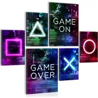 Novart Wandbild Wandbilder Gamer Spielkonsole Junge Teenager AUFHÄNGFERTIG, Spielkonsole, 90 x 80 cm