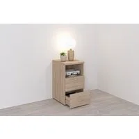 FMD Nachtkonsole Suva, Nachttisch m. 2 Schubkästen und offenem Fach, 60 cm hoch, 35 cm breit