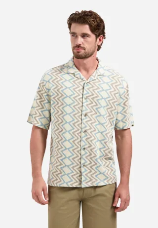 No Excess - Shirt Short Sleeve Jacquard Zigzag Stone - Gr. - XL