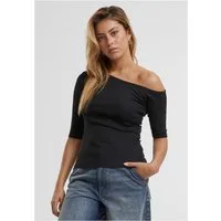 URBAN CLASSICS Rundhalsshirt Ladies Organic Asymmetric Rib Tee Damen Shirt