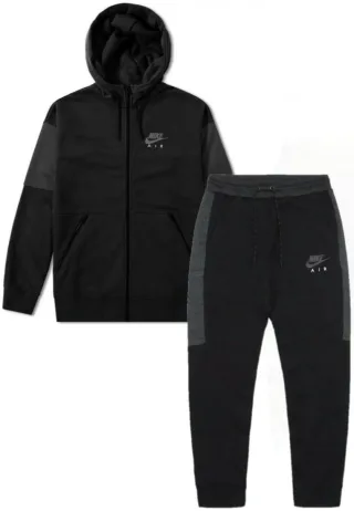 Nike Air Herren Fleece-Trainingsanzug Komplett-Set in Schwarz