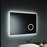 SONNI Badspiegel Badezimmerspiegel mit 3-facher Vergrößerung,100/80cmx60cm, mit LED