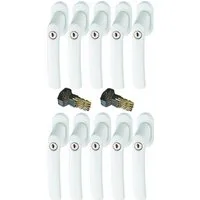 ABUS Fenstergriff ABUS FG200 Weiß, Braun, Silber, SB abschließbarer Fenstergriff, 10er Set weiß, abschließbar, Kindersicherung