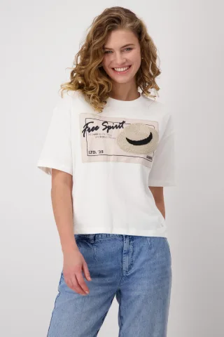monari - Sweatshirt mit Sonnenhut-Applikation off-white - Gr. - 44