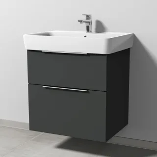 Sanipa 3way Waschtischunterbau zu Geberit Renova Plan Waschtisch mit 2 Auszügen, Graphit-Matt UP8761B