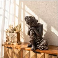 K&L Wall Art Buddhafigur Buddha Statue Feng Shui Fensterbank Deko Zen Figur, Meditationsstatue aus Kunststein