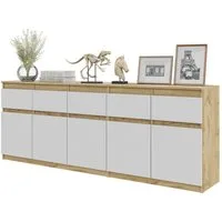 Furnica Kommode NOAH, 5 Schubladen und 5 Türen - Votan Eiche H75cm B200cm T35cm