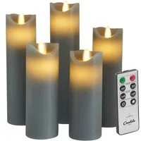 LC Home LED-Kerze Set Echtwachskerze Timerfunktion Fernbedienung LED Kerzen Dimmbar (Set, 5-tlg., LED Kerzen Set Stumpenkerzen mit Fernbedienung Timerfunktion dimmbar), LED Kerzen 3er Set in 7,5x10/12,5/15 oder 5er Set in 5x13/14/16/18/20