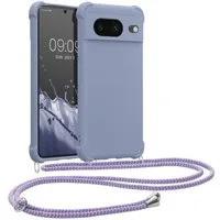 kwmobile Etui Hülle für Google Pixel 8, mit Metall Kette zum Umhängen - Silikon Handy Cover Case Schutzhülle