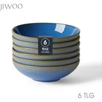 JIWOO Suppenteller 4/6er Ø20cm Speiseteller Salatteller Pastateller Teller Suppenschüssel, (6 St), Hochwertiges Tellerset Blau Mikrowellen- und spülmaschinenfest Ø20cm