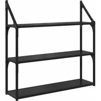 vidaXL Regal Wandregal Wandhalterung Schwarz Eichen-Optik 80 x 21 x 78,5 cm, 1-tlg.