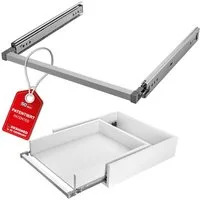 SO-TECH® Auszug VarioSlide bis 100 kg, mit Verriegelung, einhändig bedienbar (Set), Vollauszug 60 cm Breite, 30 cm Tiefe, ohne Front grau