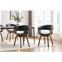 riess-ambiente Armlehnstuhl ORGANIC schwarz/braun – Kunstleder, Walnuss-Holz, mit Armlehnen (Einzelartikel, 1 St), mit Lehne & Retro-Design – ideal für Esszimmer, Büro oder Küche