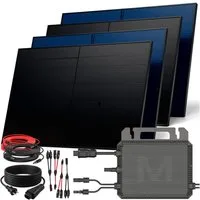 SUNNIVA Balkonkraftwerk 2000W BIFAZIAL FULLBLACK komplett Steckdose, (MARSTEK 800W Wechselrichter, PV Solaranlage, 4x 500W Glas-Glas Solarmodule, inkl. 5m Kabel, Bluetooth WIFI, Komplettset)