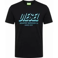 Diesel Rundhalsshirt Rundhals Logo Print Slim Fit Shirt - T-DIEGOS-A5 Schwarz