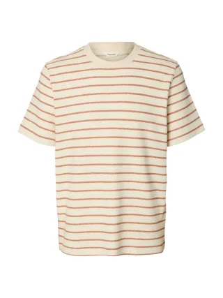 Selected - T-Shirt mit Streifen - Slhdjango beige - Gr. - M