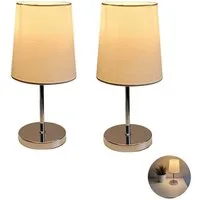Lichthandel Hoch LED Tischleuchte Nachttischlampe 2er Set Nachttischleuchte für Schlafzimmer Tischlampe, LED wechselbar, warmweiß, LED