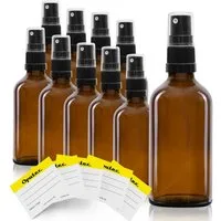 Oputec Sprühflasche 10 x 50ml Sprühflasche, Braunglas, schwarzer Zerstäuber, (Spar-Set)
