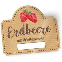 itenga Aufkleber itenga 50 x Marmeladen Etikett Erdbeer 4,5x3,8cm 100% selbstgemacht St