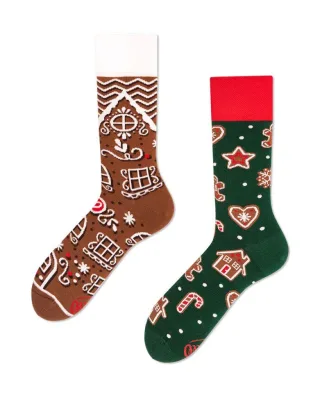 many mornings - Socken THE GINGERBREAD MAN grün/braun - Gr. - 38