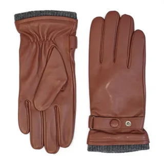 Herrenhandschuhe aus hellbraunem italienischem Leder mit warmem Wollfutter, ideal für Winter, Radfahren, Autofahren und Freizeit.