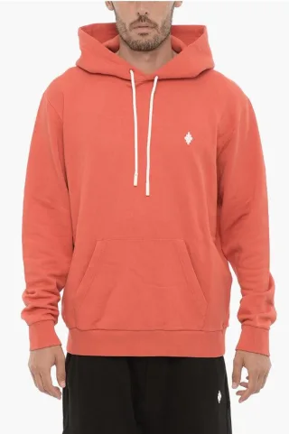 Hoodie aus gebürsteter Baumwolle in Orange