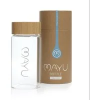 MAYU Water Trinkflasche 100% Borosilikatglas, Deckel aus Bambus, integriertes Sieb, verschiedene Größen