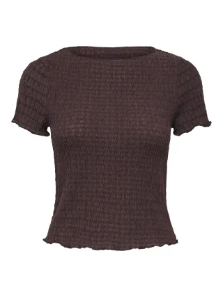 ONLY - ONLILSE S/S TOP STRUCTURE JRS NOOS Deep Mahogany - Gr. - L