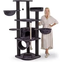 Happypet Kratzbaum, Gesamthöhe: ca. 181 cm, Haus: 30 x 34 x 34 cm, Spieltau: 92 cm Lang