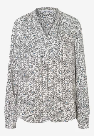 MORE & MORE - Viskosebluse mit Herzchenprint weiß - Gr. - 38